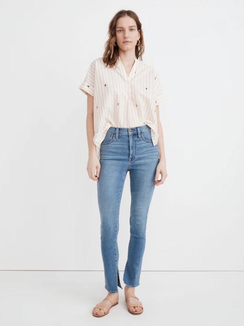 Madewell 10” High Rise Roadtripper Jeans Milford Wash Ankle Slit Size 31 NWT